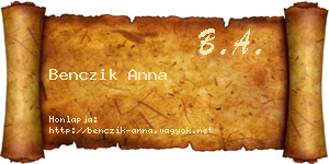 Benczik Anna névjegykártya