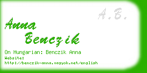 anna benczik business card